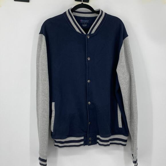 Champion Athletic Varsity Soft Shell Jacket Navy Gray Men’s Large Collegiate - Picture 1 of 13